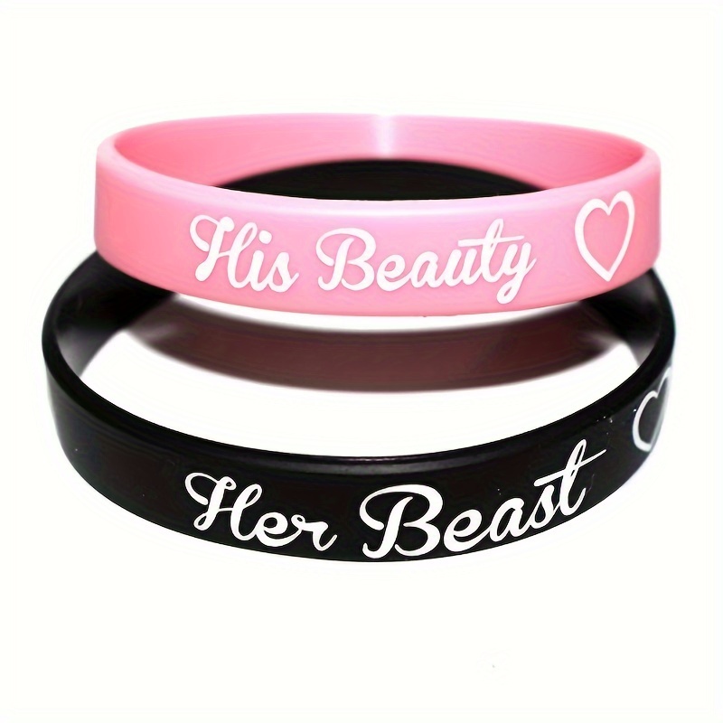 

2pcs His Beauty Her Heart Love Silicone Wristbands Bracelets