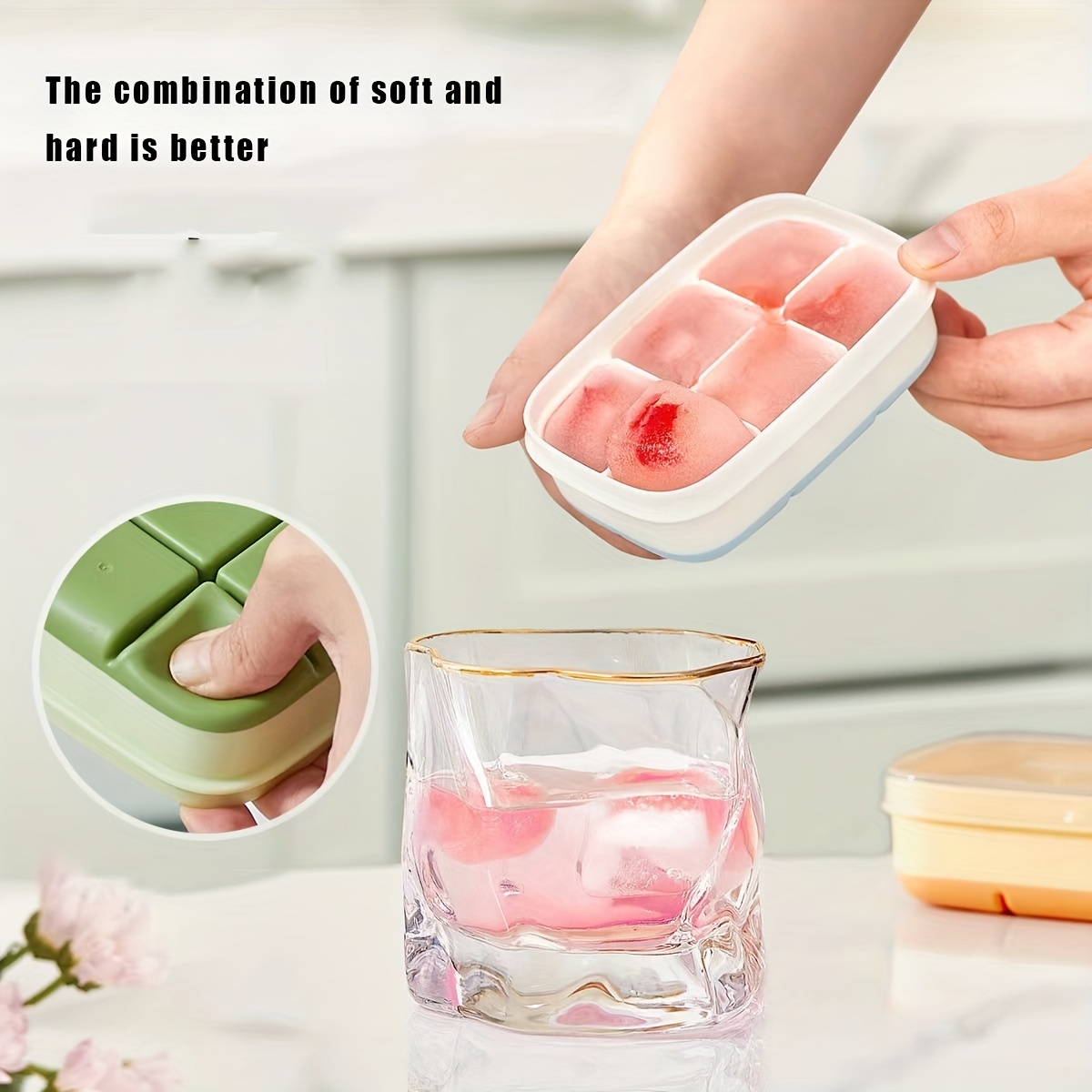 Ice Cube Tray With Lid And Container Flexible Food Grade - Temu