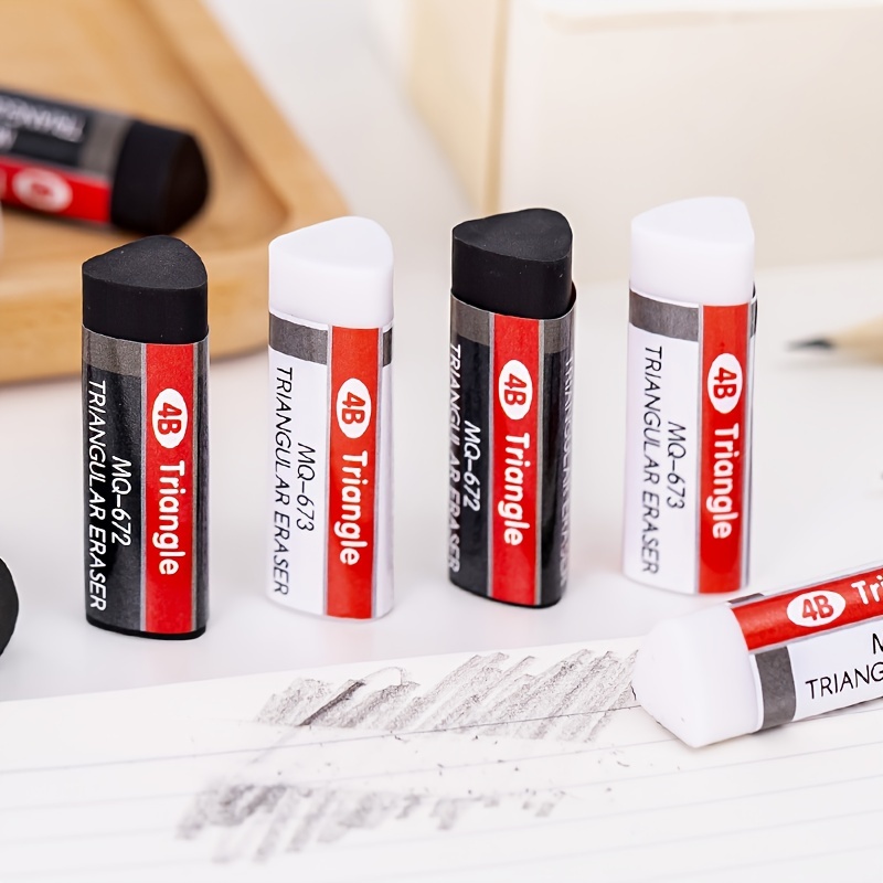 Four 4b Triangle Black White Erasers Office Art Little Temu