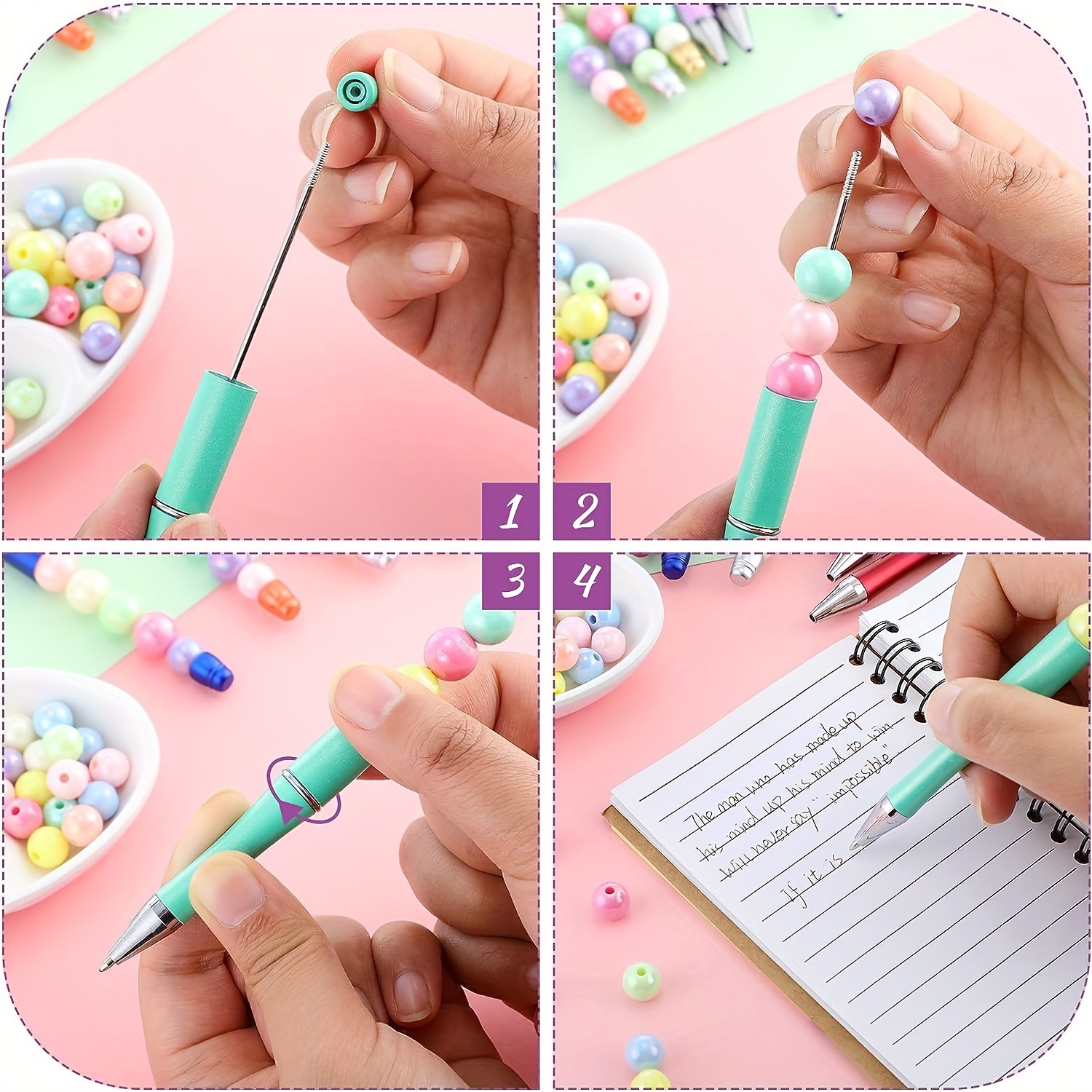 10Pcs Bead Ballpoint Pens 14.7x1.15cm Diy School Writing Supplies for  Teacher Draw Classroom Journaling Graduation - AliExpress