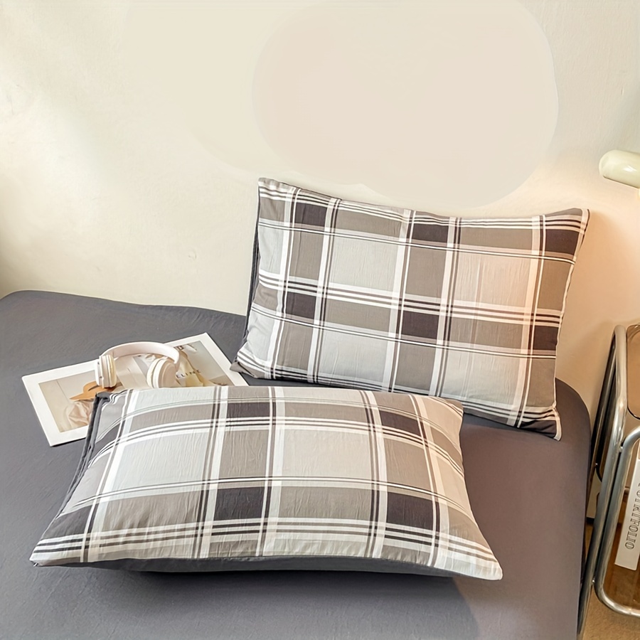 Plaid Pattern Pillowcase Square Throw Pillow Case Home - Temu