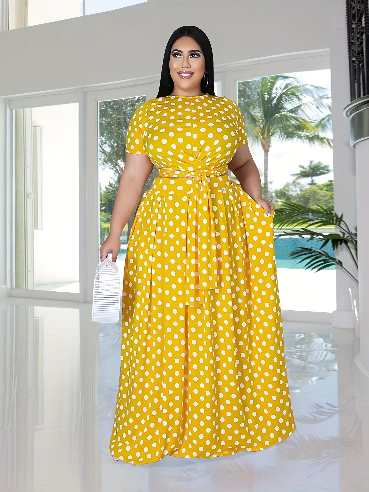 Women Plus Size 2 Piece Dress Outfit Crop Top and Maxi Skirt Set_ –  JeHouze.US