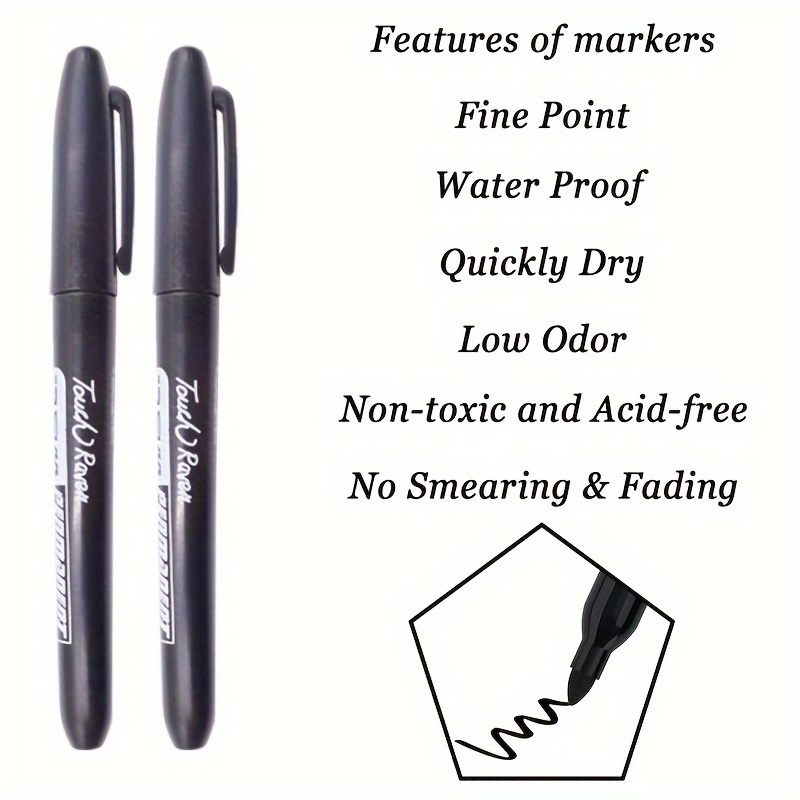 Permanent Marker Pen Oil Drawing Markers Black Blue Red - Temu