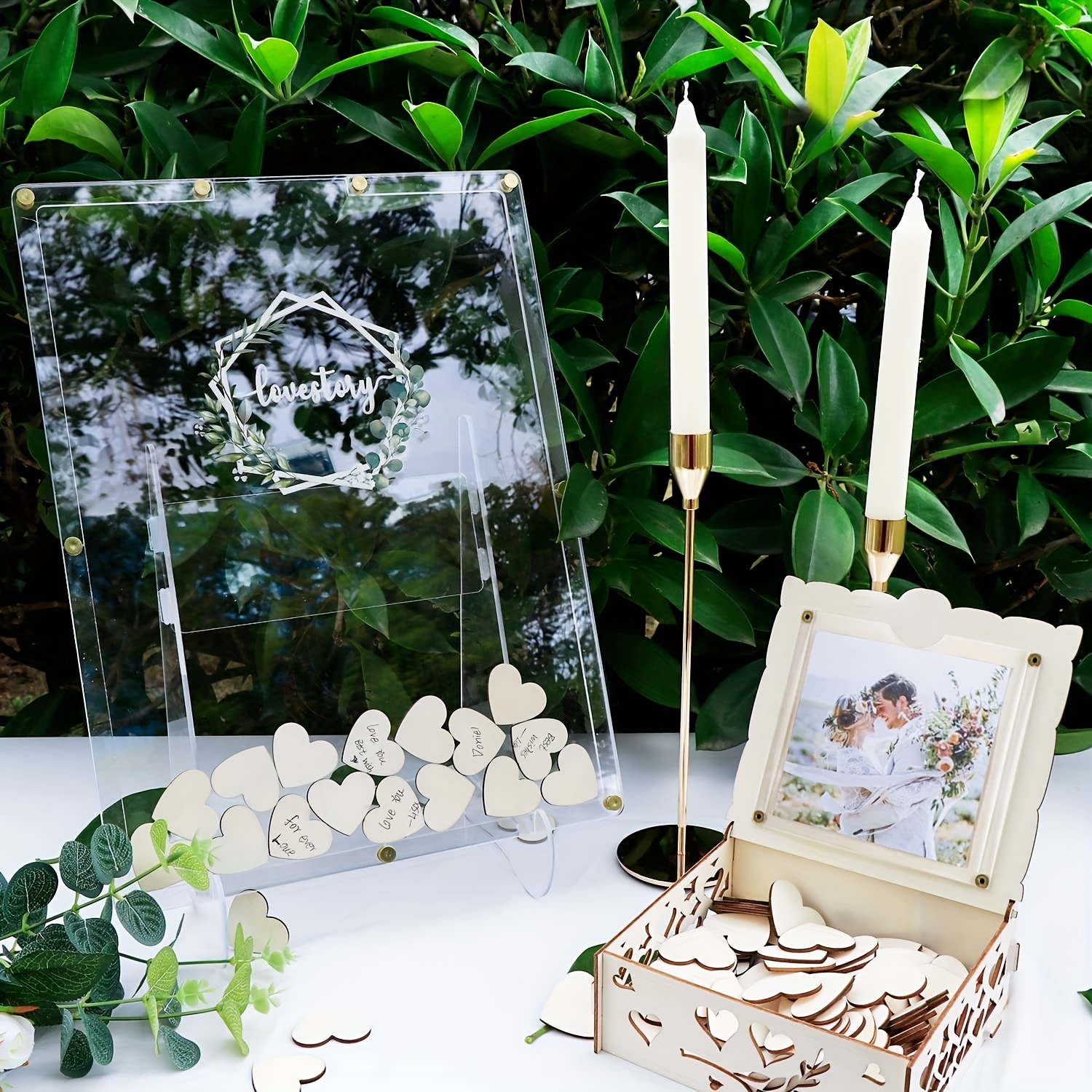 Wedding Guest Book Wooden Heart shaped Picture Frame Drop - Temu