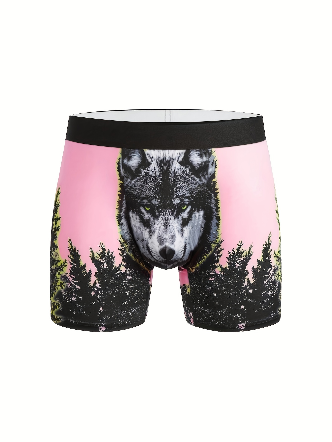 Wolf Pattern Soft Comfortable Boxer Briefs Mens Underwear - Temu