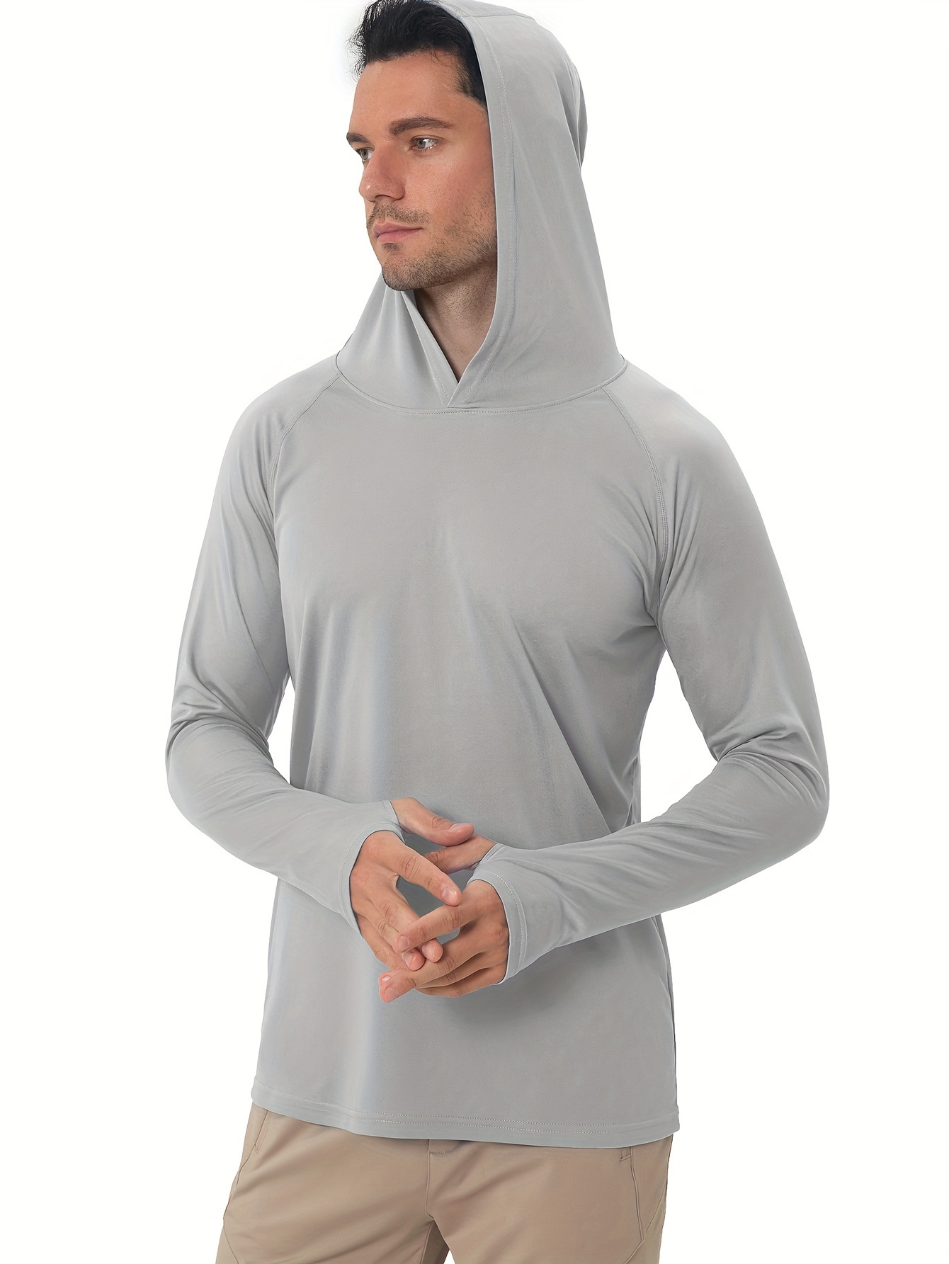 Men's Upf 50+ Sun Protection Hoodie Shirt Long Sleeve Rash - Temu Canada