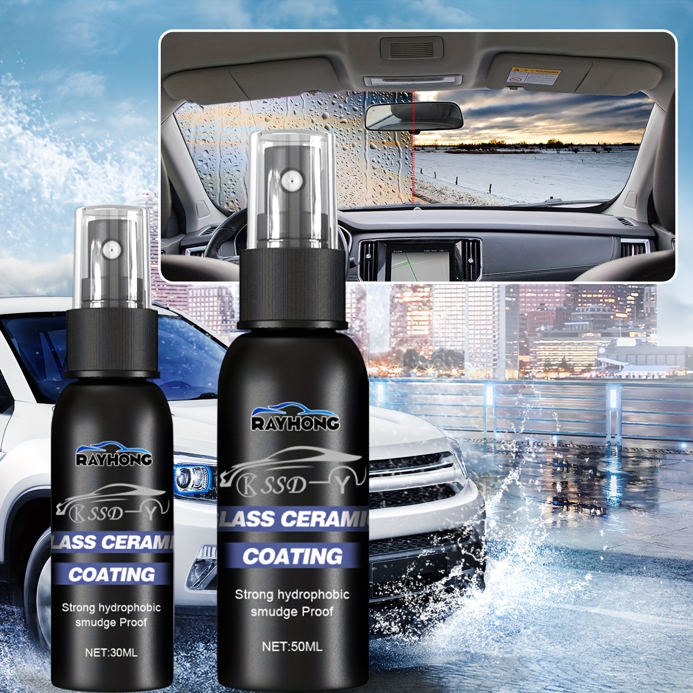 50ml Water Repellent Spray HGKJ 2 Anti Rain Coating Car Glass Liquid  Windshield 