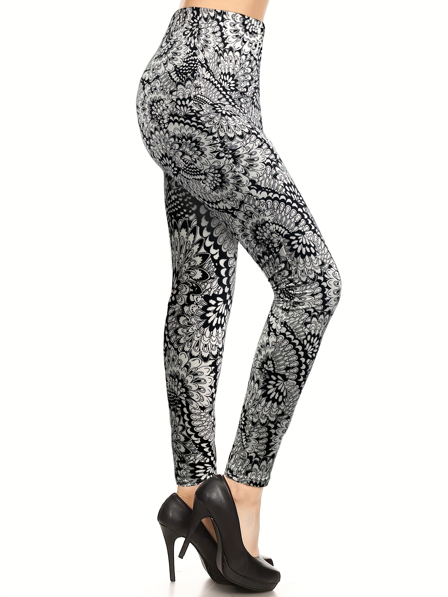 Star Print Skinny Leggings Casual Elastic Waist Stretchy - Temu