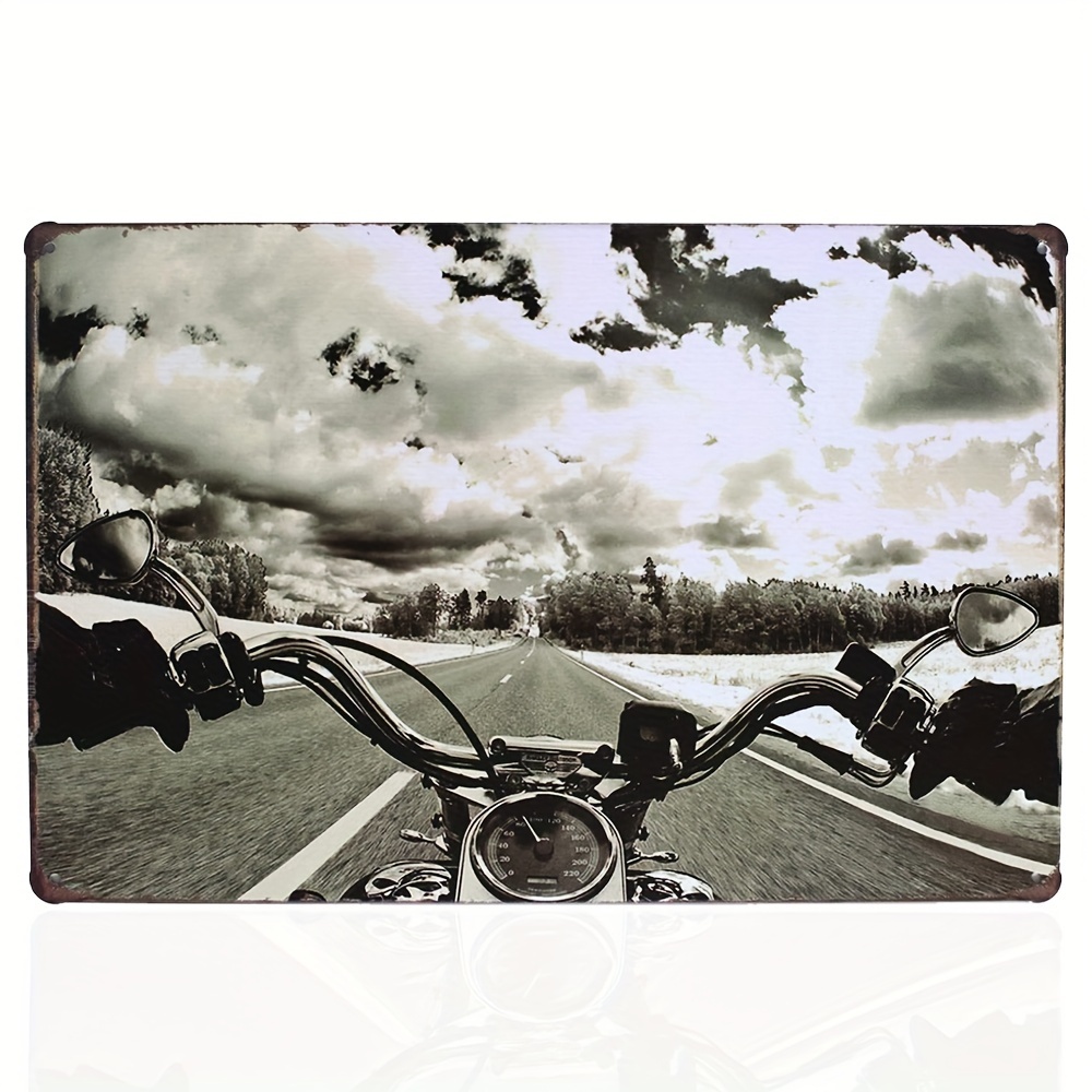 Riding Motorcycle Retro Metal Tin Sign, Home Wall Garage Decor Art Poster 8*12 Inch