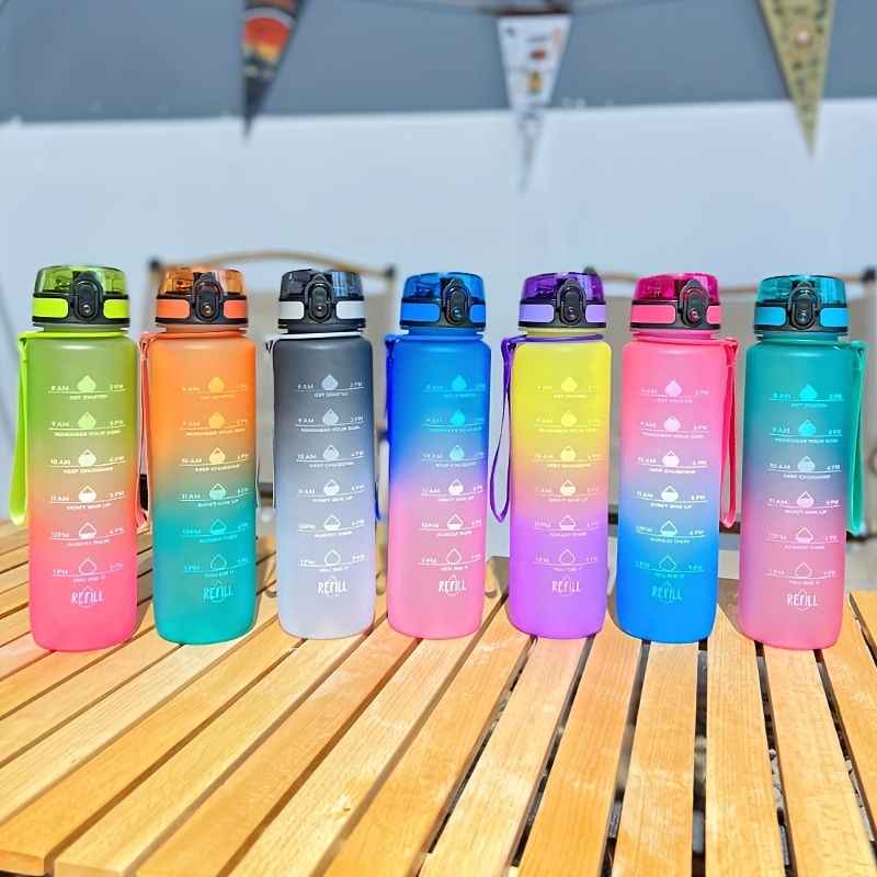 Sports Water Bottle With Straw Gorgeous Gradient Plastic Cup - Temu