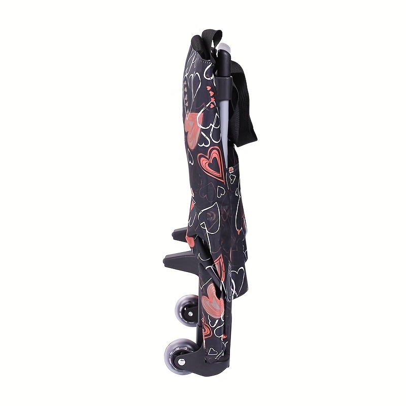 Versatile Foldable Shopping Cart with Heart Pattern - Lightweight, Durable Plastic/Aluminum, 4-Wheel Design for Easy Maneuverability - Perfect for Groceries, Moving Freight, and Camping Essentials