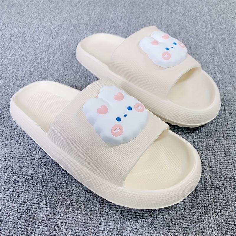 Home Linen Slipper for Women Cute Bunny Clouds Flip Flops Female