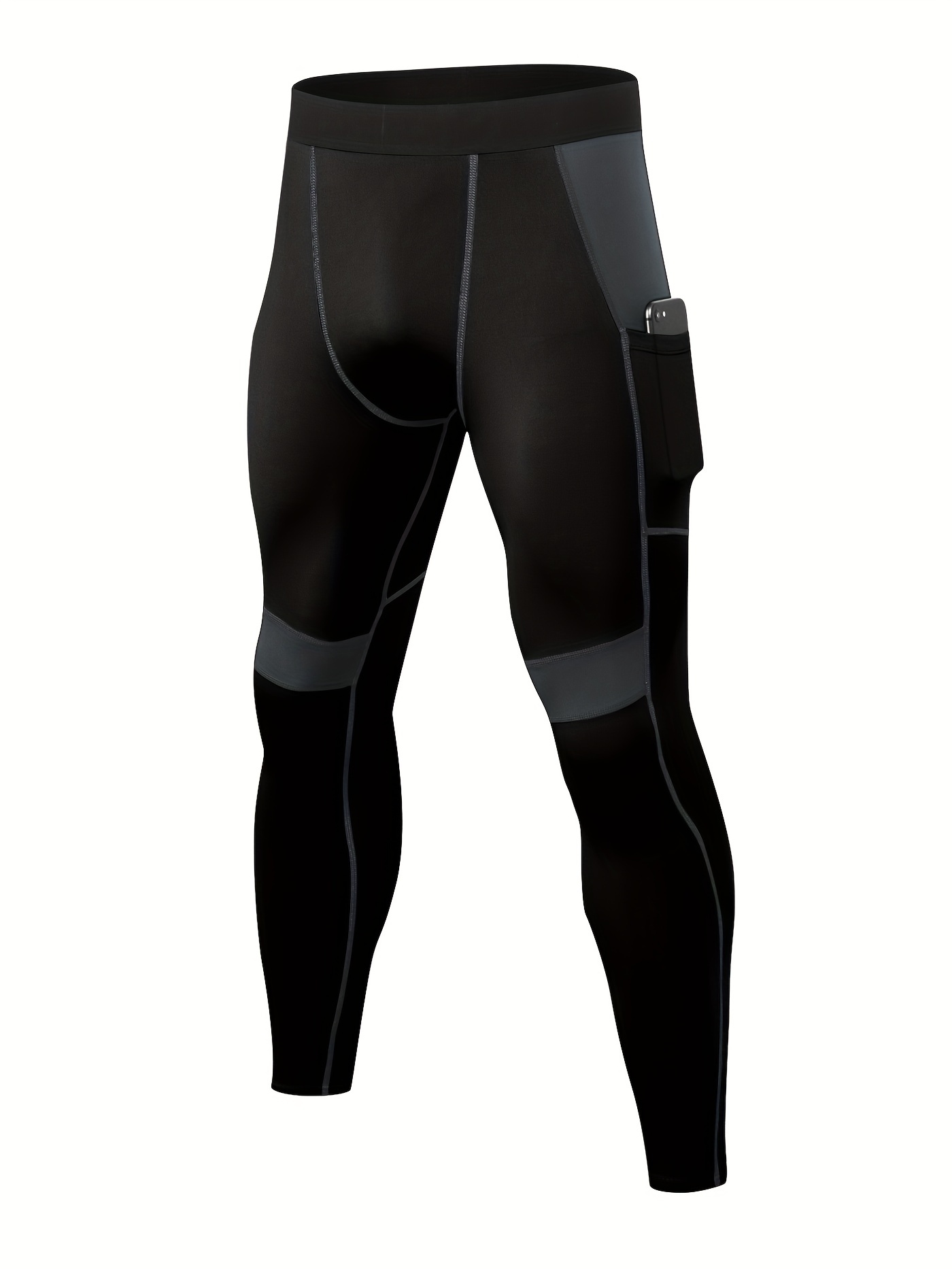 Men's Stretch Tight Long Compression Pants Activewear - Temu Canada
