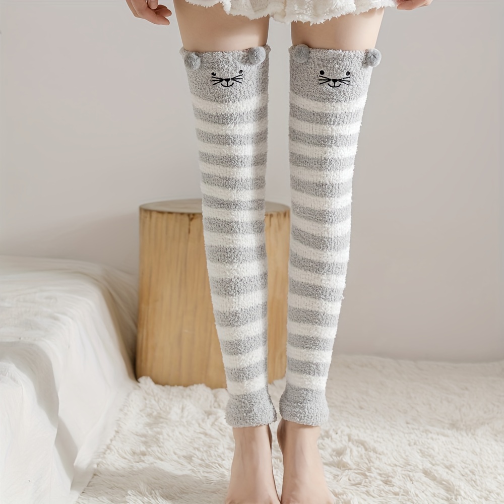 Cartoon Fuzzy Leg Warmers Cute Knee Socks Women's Stockings - Temu Canada