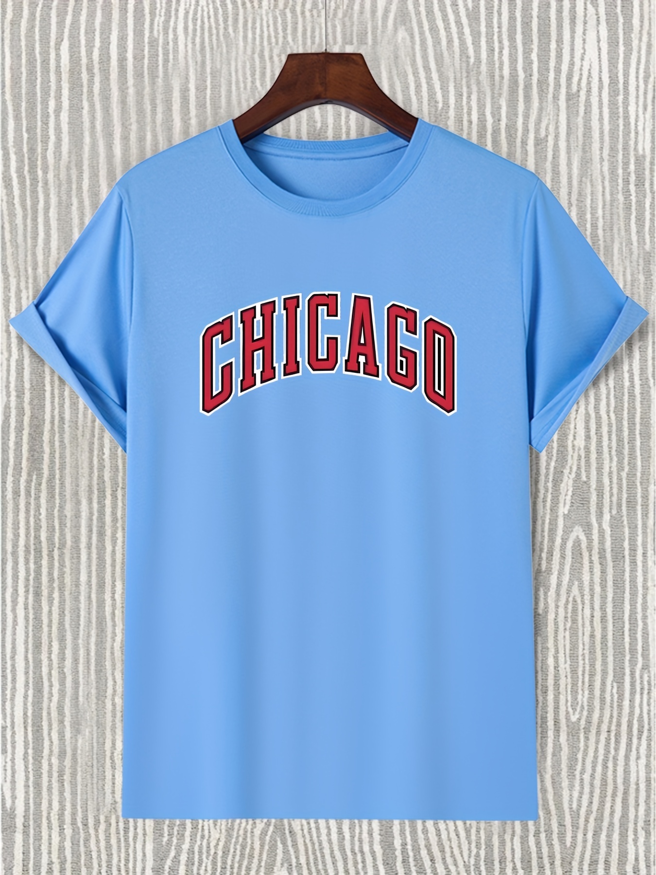 Pale Blue Chicago Crew Neck Logo T-Shirt