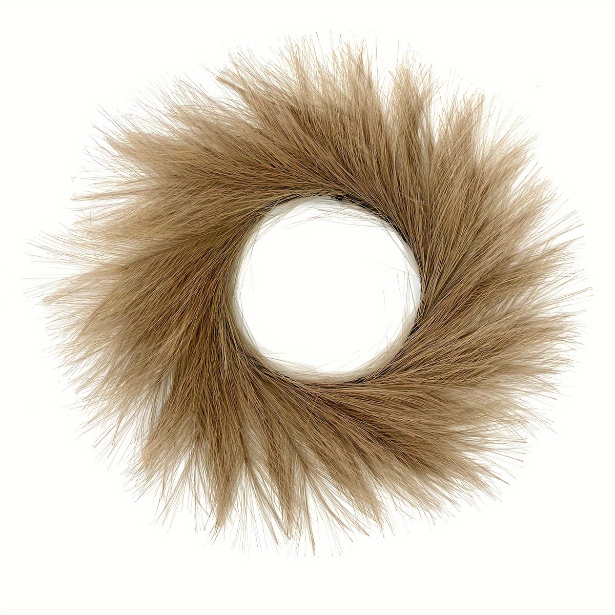 1pc 15-inch Brown Pampas Artificial Wreath, Boho Christmas Halloween Home Decor Wreath