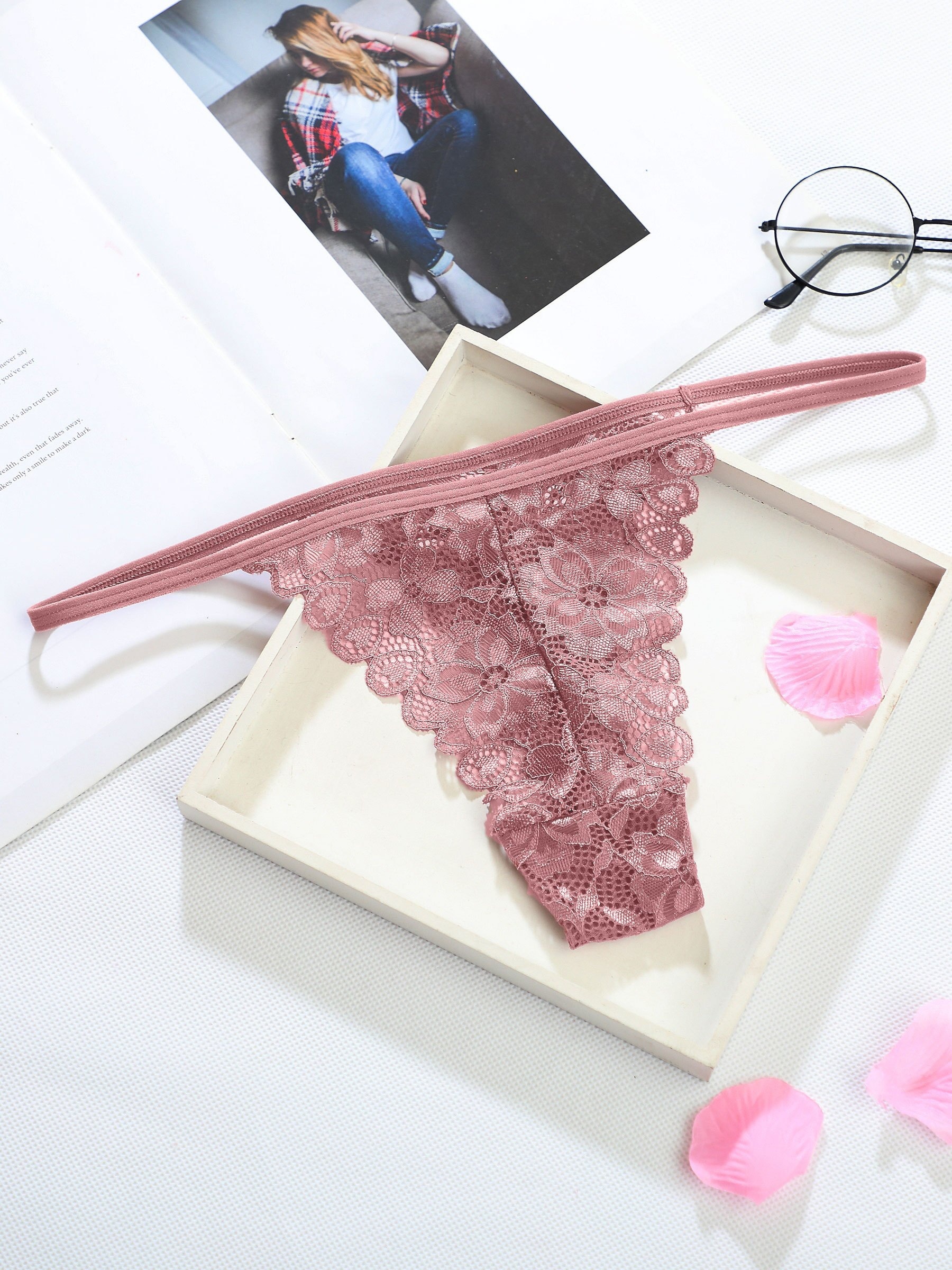Floral lace thong [Coral] – The Pantry Underwear