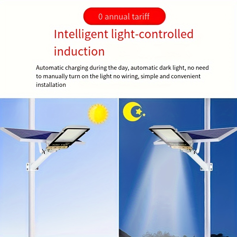 1pc 300w solar street light outdoor parking lot light dusk to dawn motion sensor flood light ip67 waterproof led human body induction light illuminating area of 120 square meters with remote control suitable for streets courtyards fences details 2