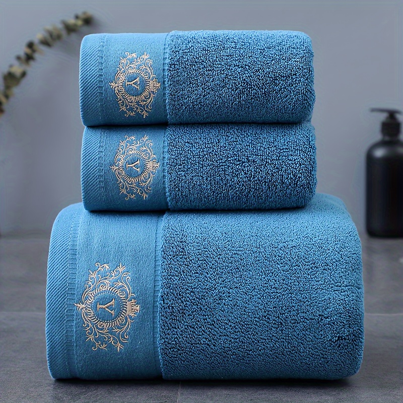 

3pcs Soft Cotton Towel Set, 2 Hand Towels & 1 Bath Towel, Soft And Comfortable Bath Towel, For Home, Dormitory, Hotel, Ideal Bathroom Supplies