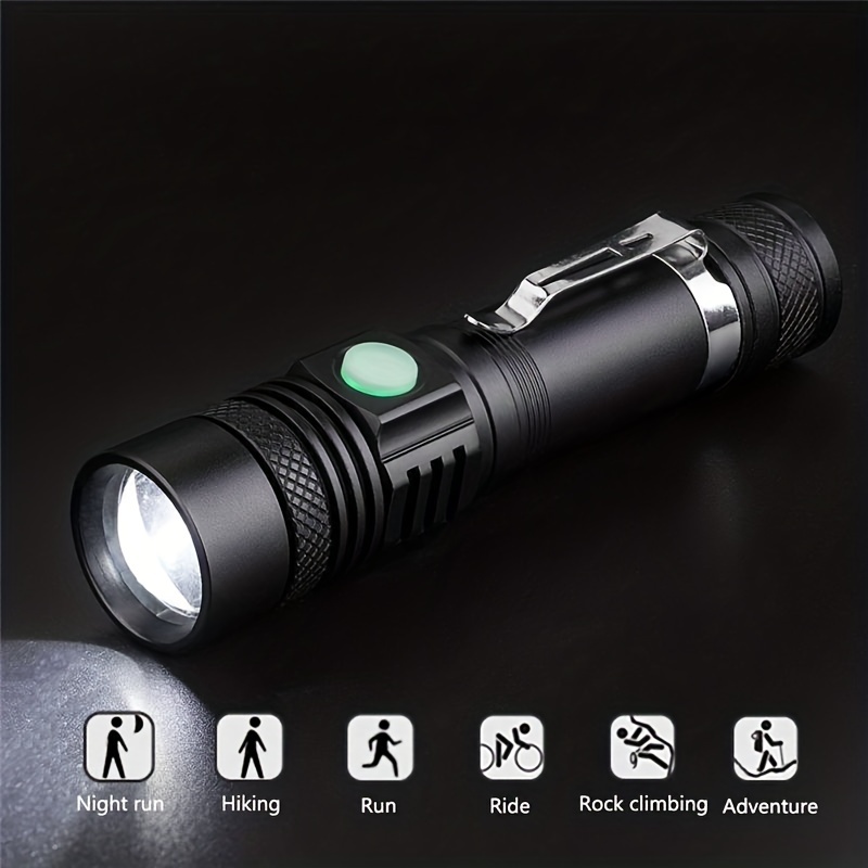 T6 Touch Light Led Tactical Flashlight Zoom-Able Flashlights For Camping  Night Ride And Adventure