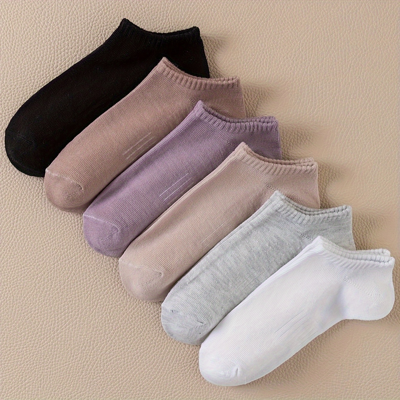 

6 Pairs Simple Solid Socks, Soft & Lightweight Ankle Socks, Women's Stockings & Hosiery