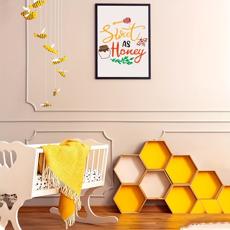  16 Pieces Bee Honeycomb Stencil, Reusable Bee Stencils for  Painting on Wood Signs Furniture DIY Crafts Wall Canvas Fabric Plastic  Drawing Template Hexagon Paint Wood Burning Stencils (16 Round bee) 
