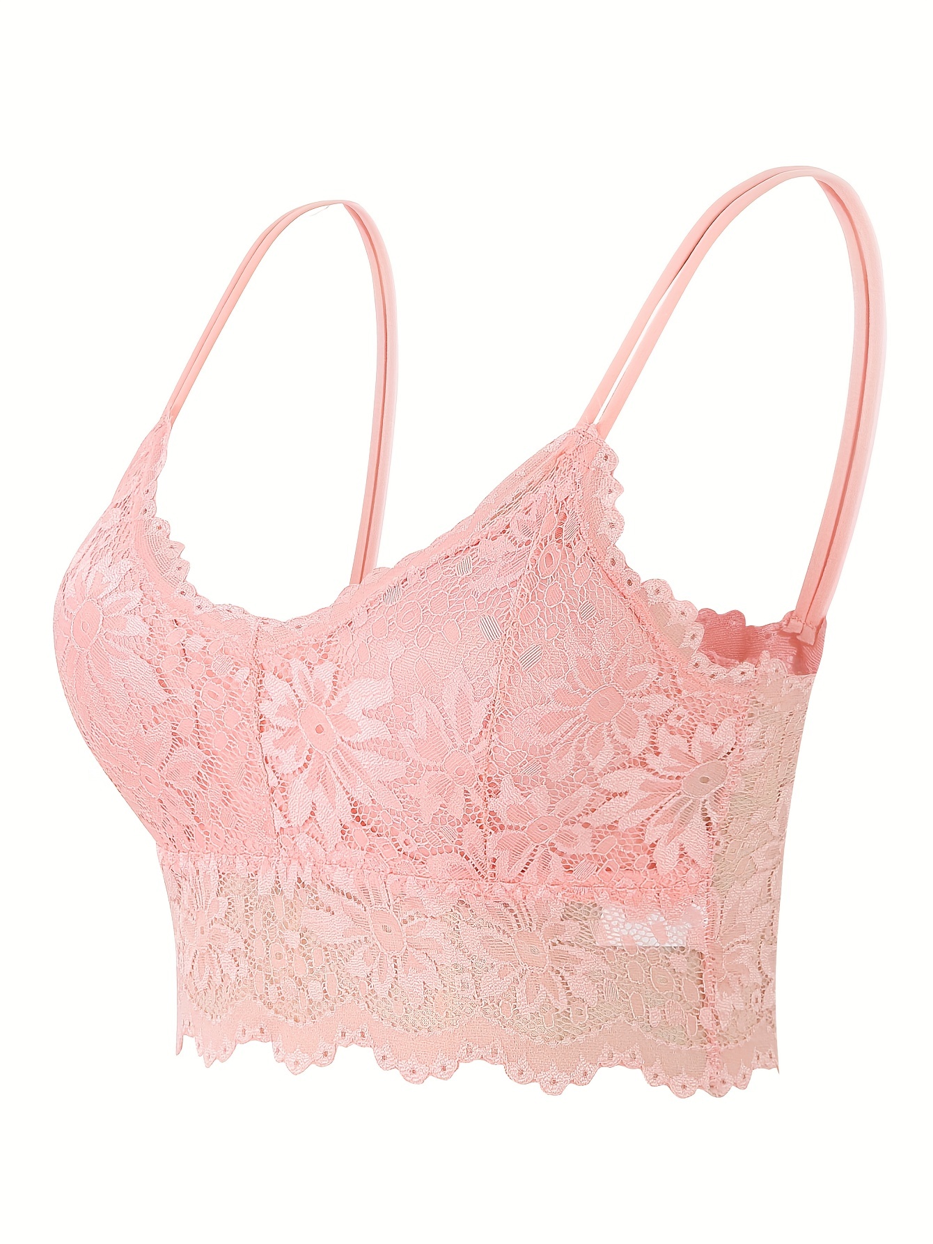 Lady Lace Lingerie Bra Bralette Vest Crop Tops Underwear Cami Tank  Sleepwear - Pink