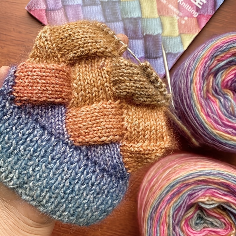 Healifty Gradient Cotton Yarn Soft Hand Knitting Yarn DIY Thread 1 Roll  133M for Knitting Crochet (Rainbow)