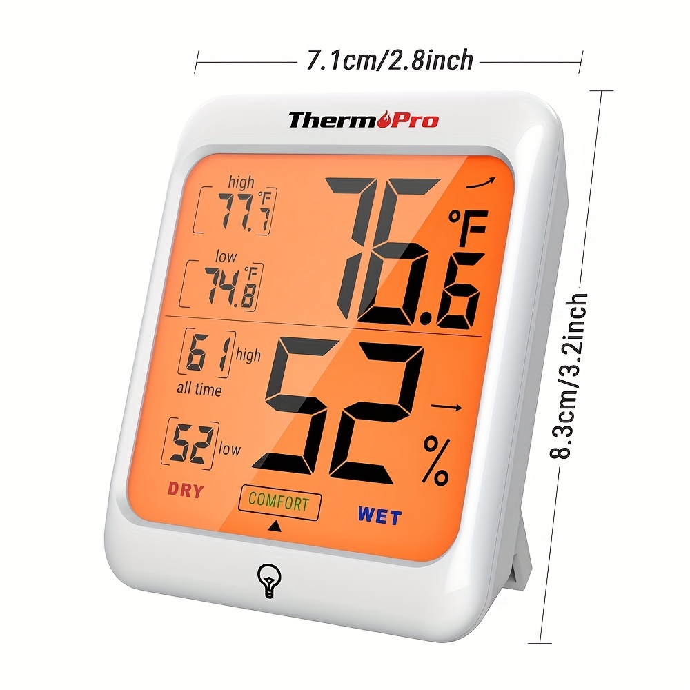ThermoPro Digital Indoor White Hygrometer and Thermometer in the Thermometer  Clocks department at