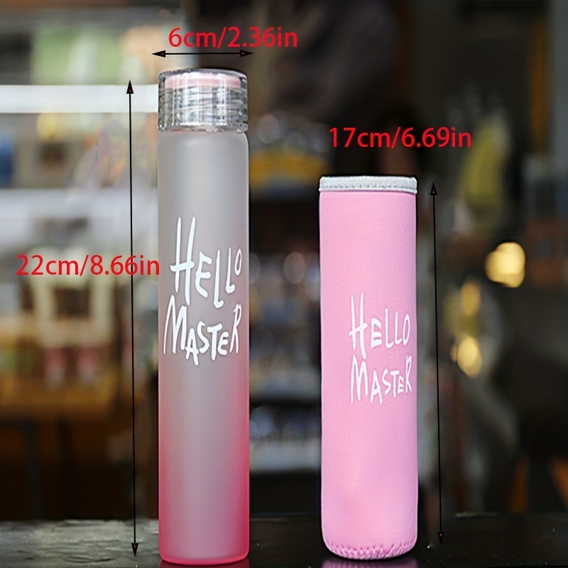 Square Glass Cup Water Bottle Colored Glass Straw, Dustproof