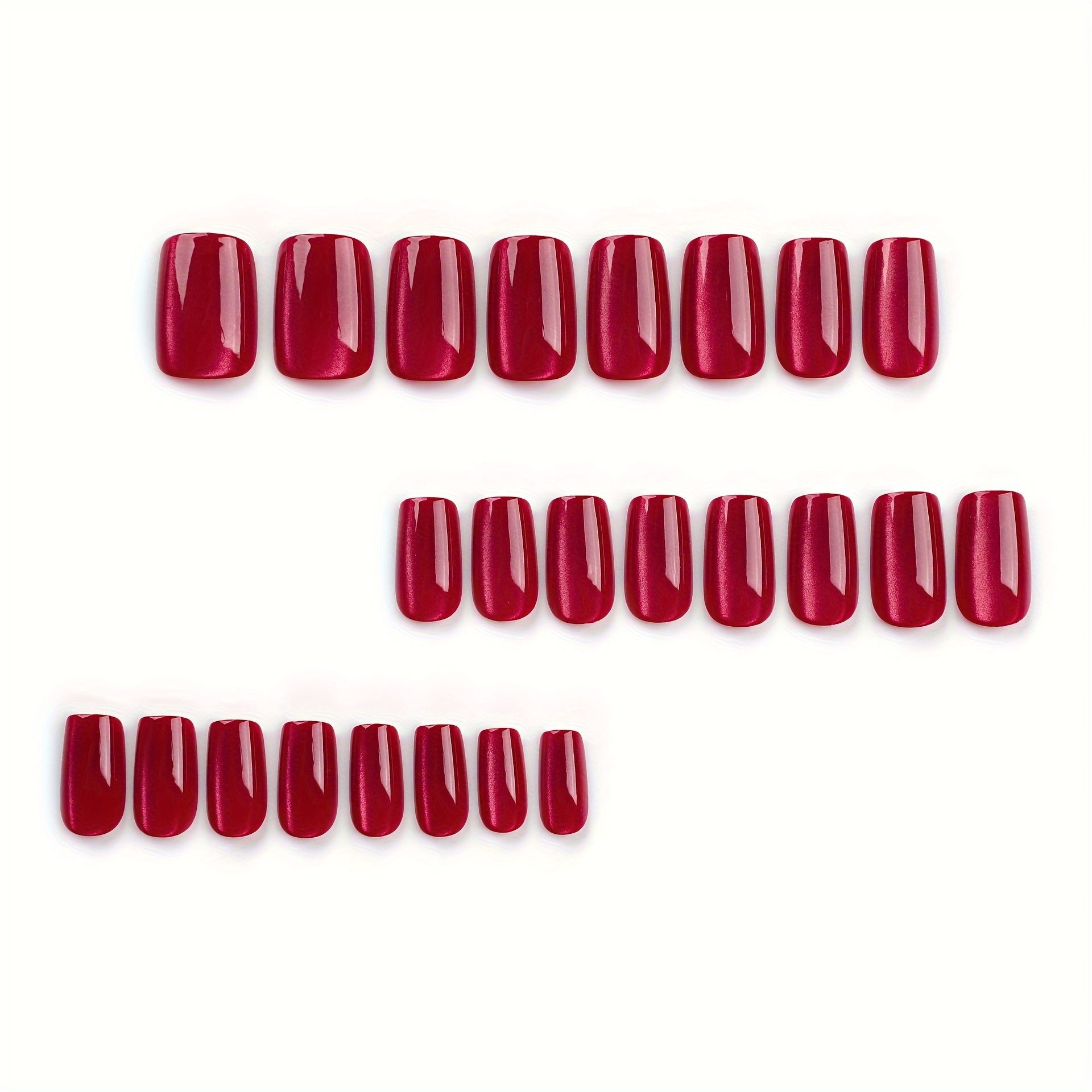 24pcs jelly red press on nails glitter cat eye fake nails short ballet shape false nails for women girls 1 nail file 1 jelly tab included details 1