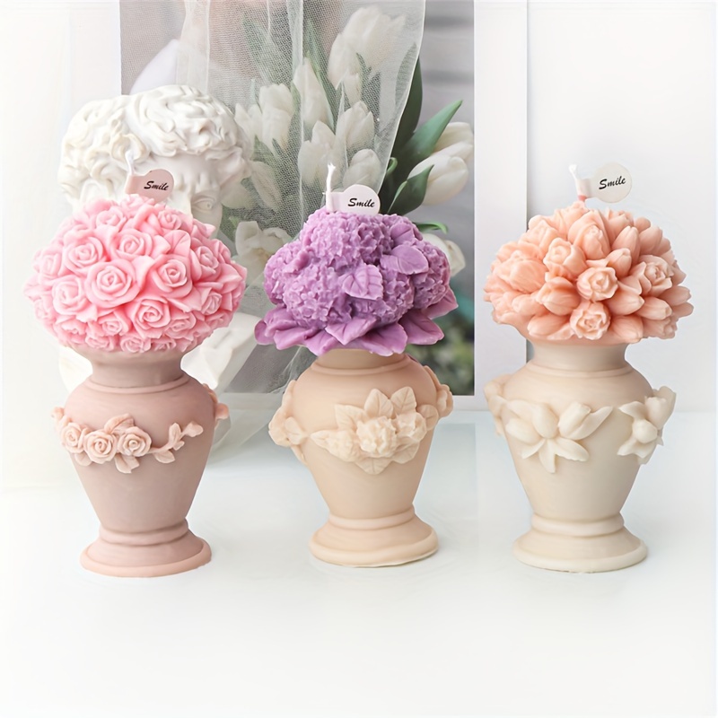 14cm Big Wedding Rose Flower Bouquet Candle Mold Table Decor Rose