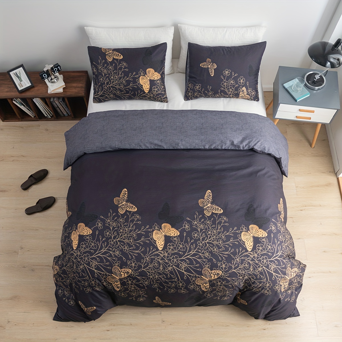 Brushed Duvet Cover Set Luxury Butterfly Print Bedding Set - Temu ...