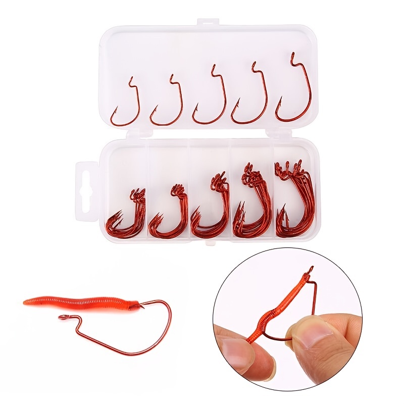 50pcs Fishing Hook Carbon Steel Wide Crank Offset Fishhook With