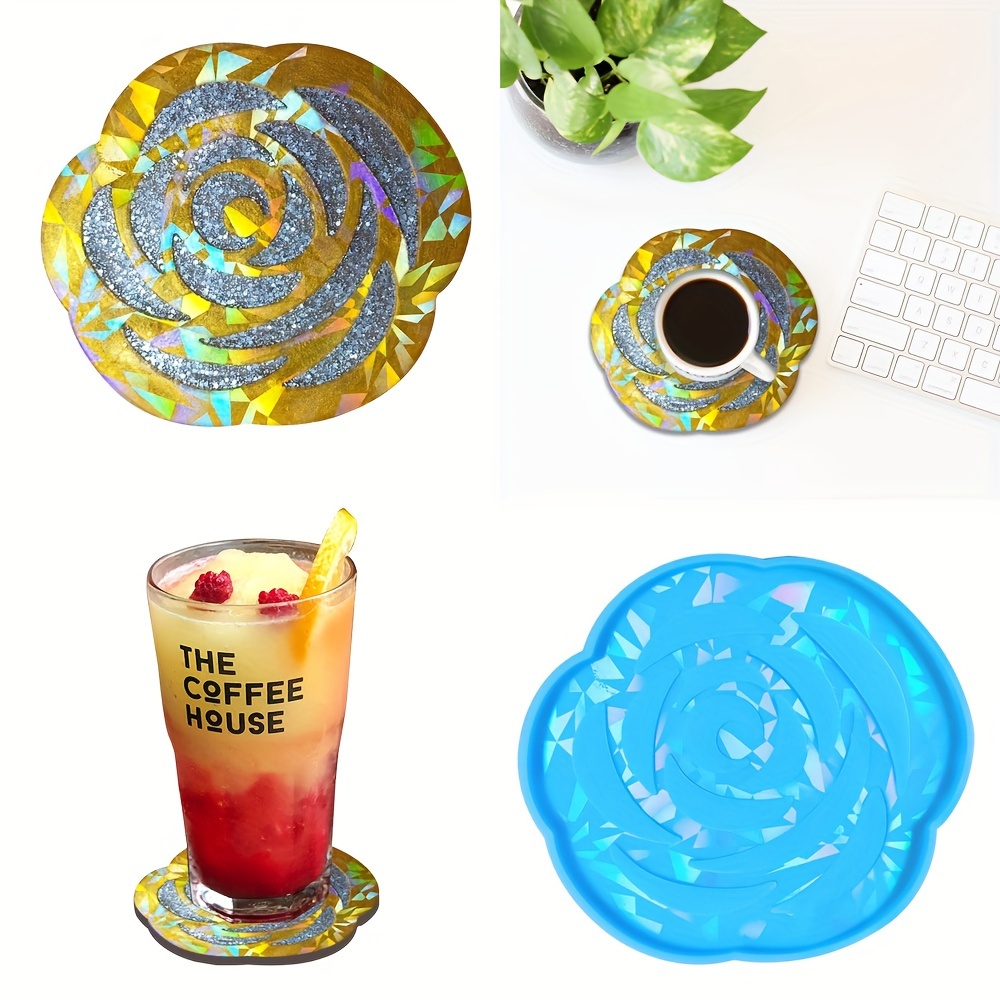 Holographic Coaster Mold Resin Casting Silicone Resin Coaster Mold Mould  DIY N `