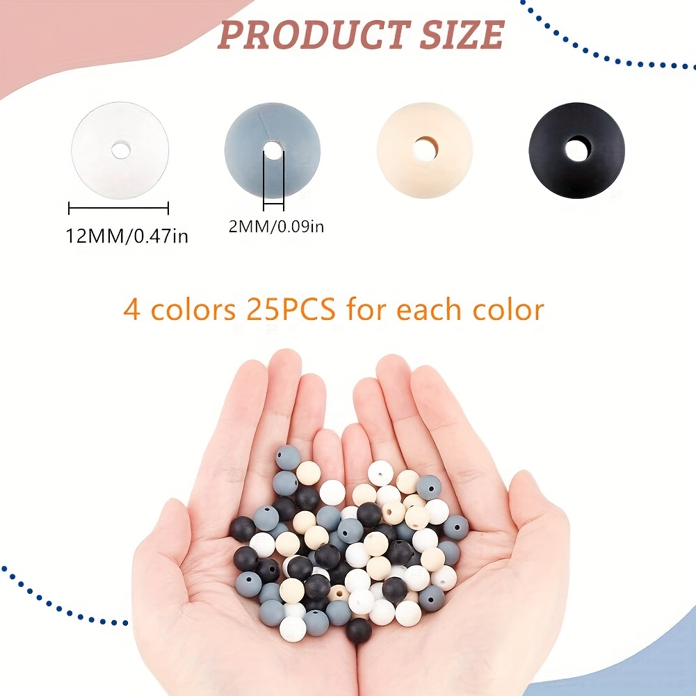 Total Silicone Loose Beads Bulk Round Assorted Beads For - Temu