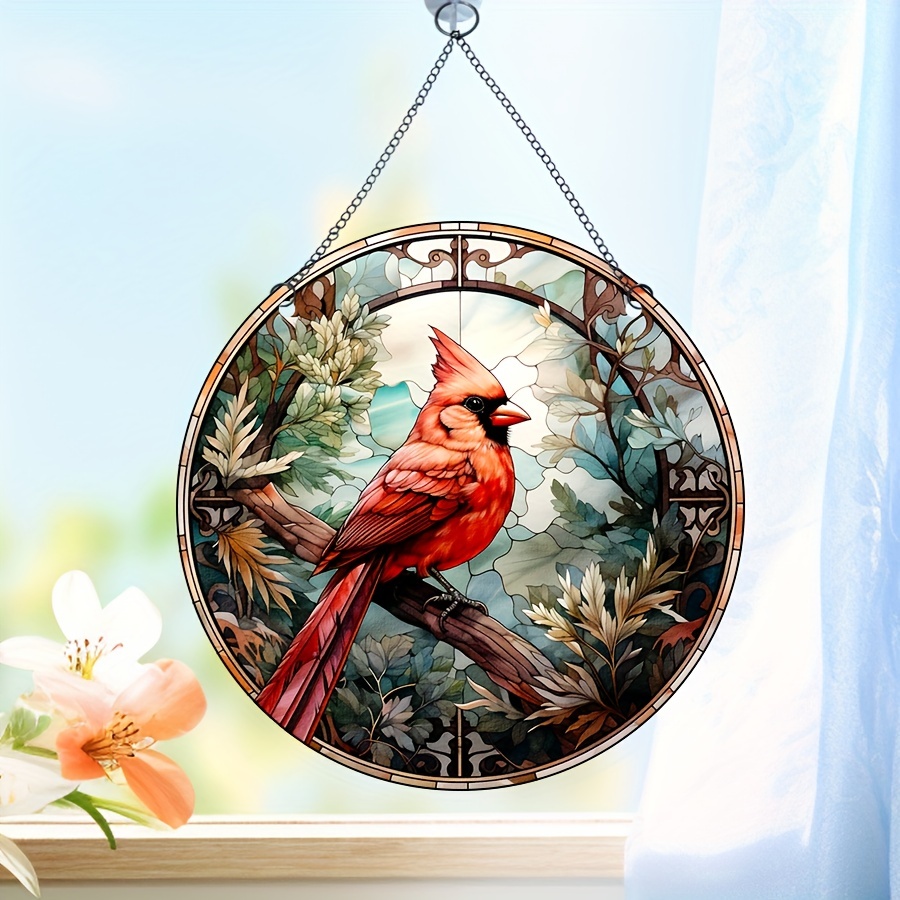 1pc- Pendentif De Décoration De Fenêtre Peint Sept Oiseaux