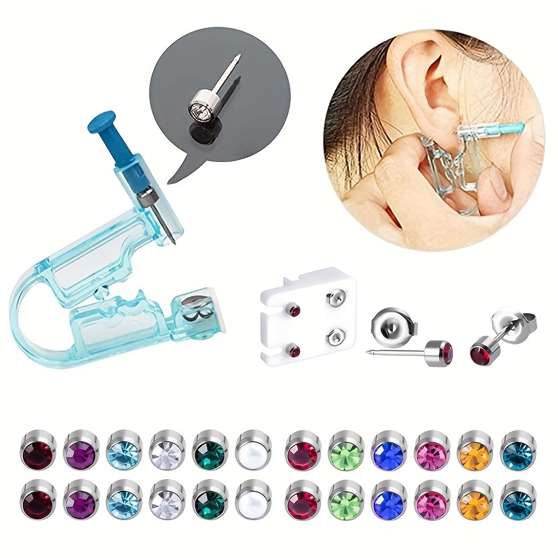 2 Pcs Disposable Self Ear Piercing Gun Safety Sterile Earing Kit Tool stud  