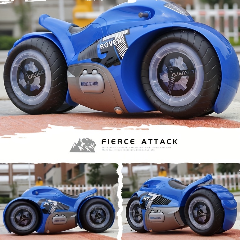 Télécommande haute vitesse Rc Stunt Moto Moto 3 roues Cascade voiture pour  enfants Drift Toys (bleu) Redmiter @