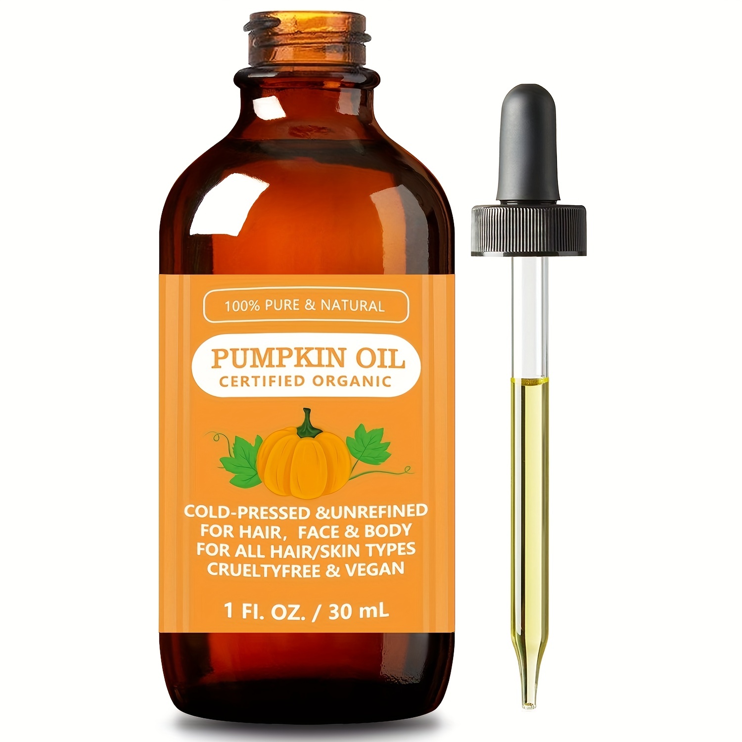 Pumpkin Seed Oil | 4 oz | Organic, Cold Pressed, 100% Pure, Extra Virgin |  Vegetarian, Non-GMO, Gluten Free Formula | Great for Hair and Face | by