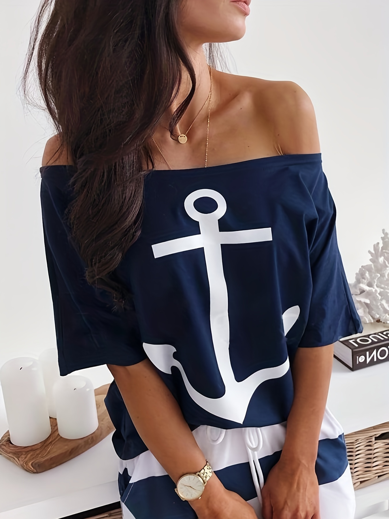 off the shoulder anchor shirt