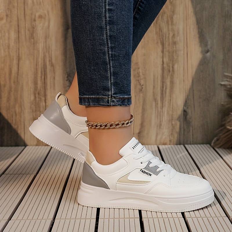 fashion sneakers, womens casual fashion sneakers letter patch color block skate shoes low top lace up shoes details 5