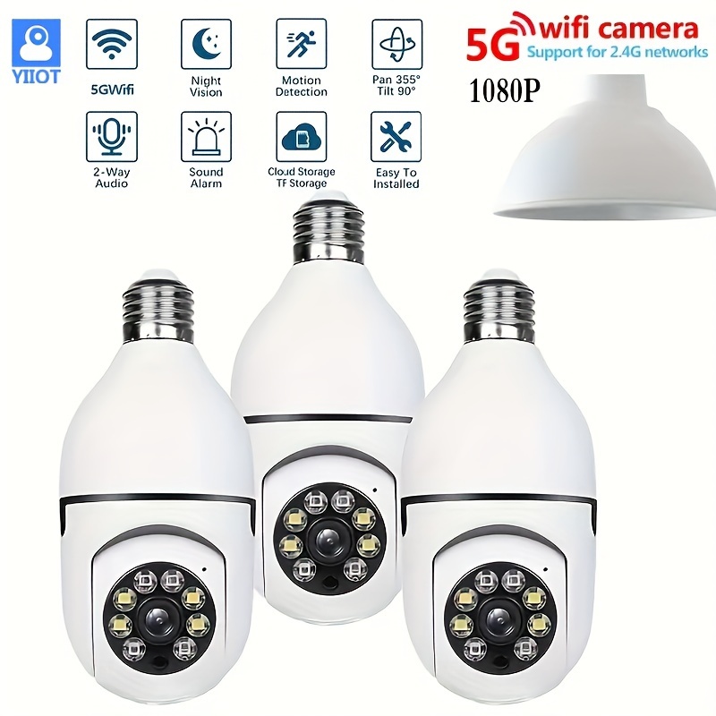 secure your home with 5g dual band wifi 1080p hd e27 bulb camera with automatic tracking full color night vision two way audio