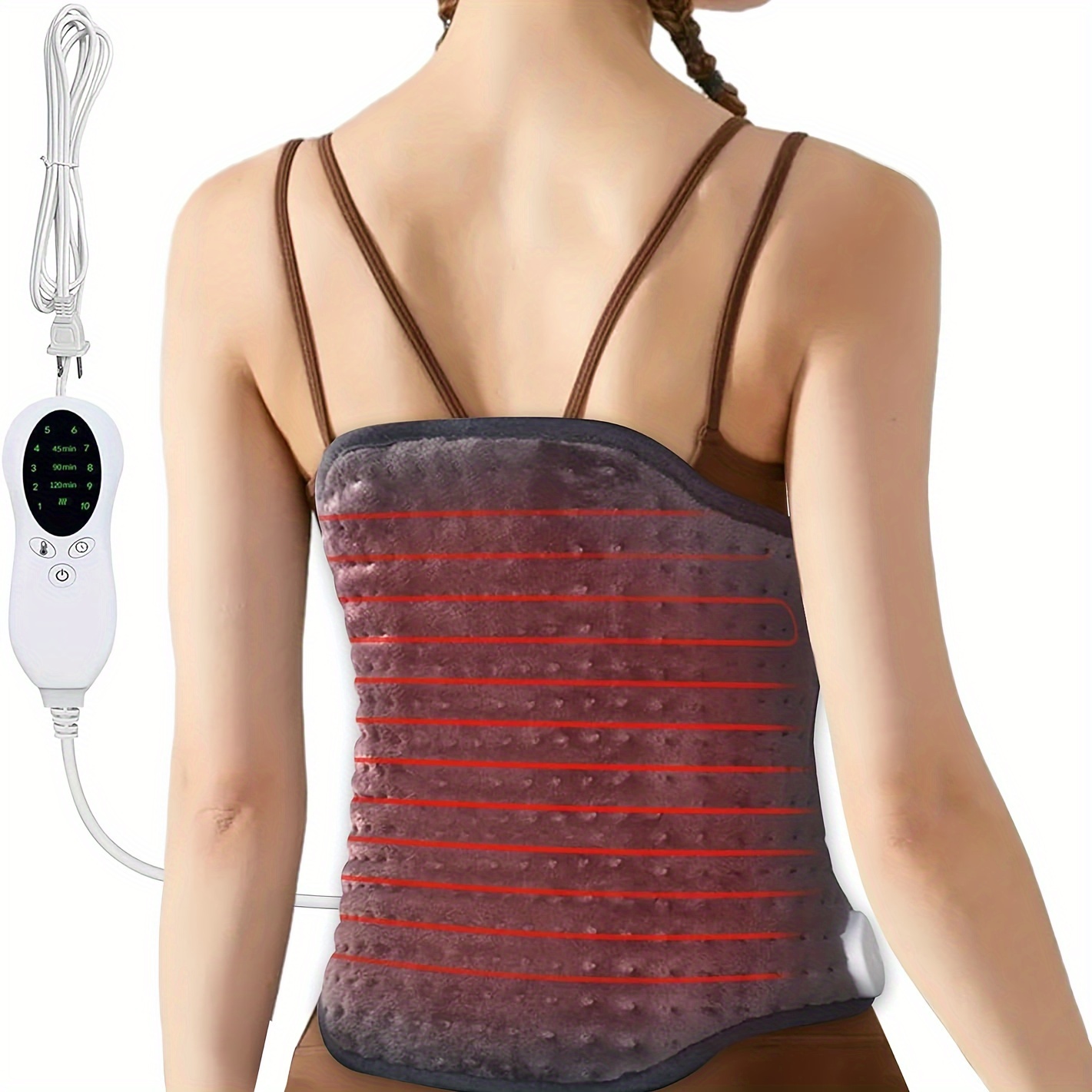 Almohadilla térmica para espalda, cuello, dolor de hombros y calambres,  almohadillas de calefacción eléctricas con apagado automático, opciones de