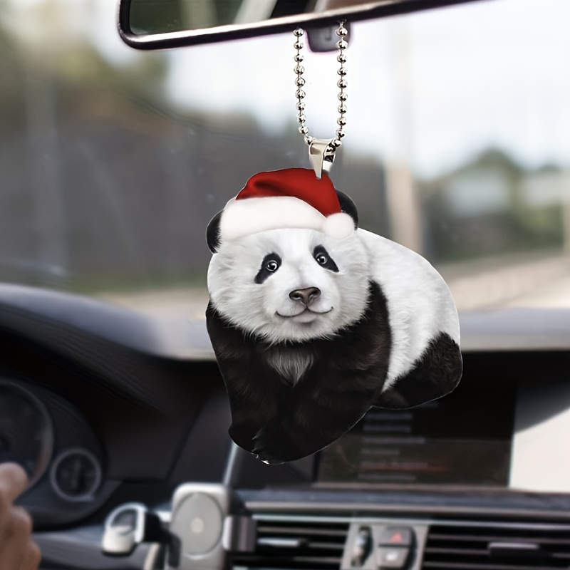 Panda-Bär-Weihnachtsschmuck,Acryl-Panda-Autozubehör - Rucksack