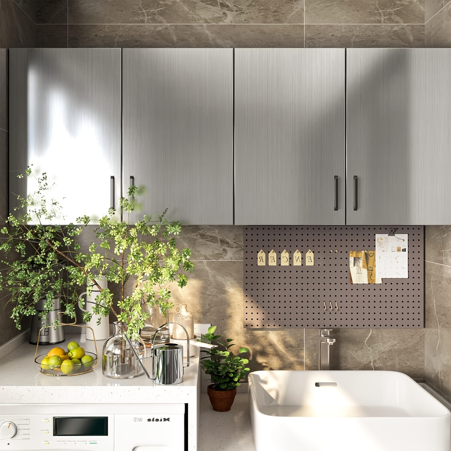Peel & Stick Stainless Steel Dishwasher Appliance Wallpaper 