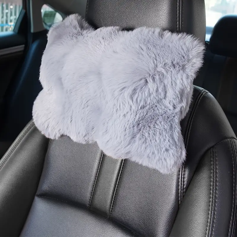 Car Winter Headrest Bubble Velvet Imitation Rabbit Fur Plush - Temu