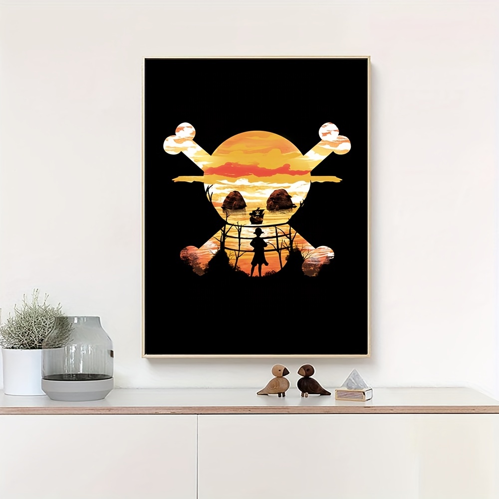 1pc Framed Art Canvas Painting, Japanese Anime Characters Painting On  Canvas Wall Art, Straw Hat Pirate Ship Waterproof Prints, Artwork Wall  Painting