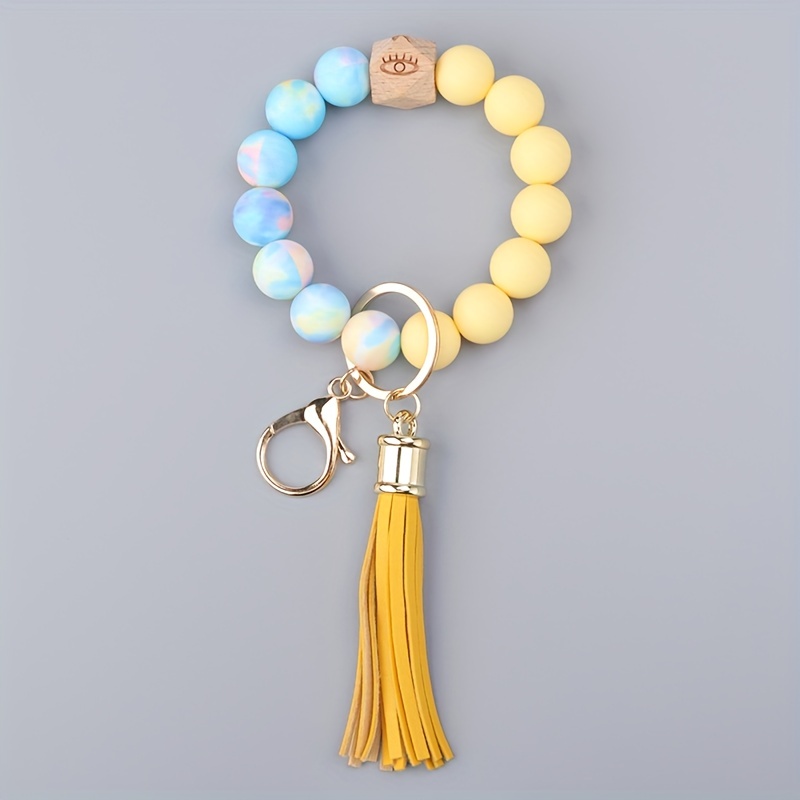 Design Your Own Silicone Bead Wristlet Bracelet Key Ring – 4 Left