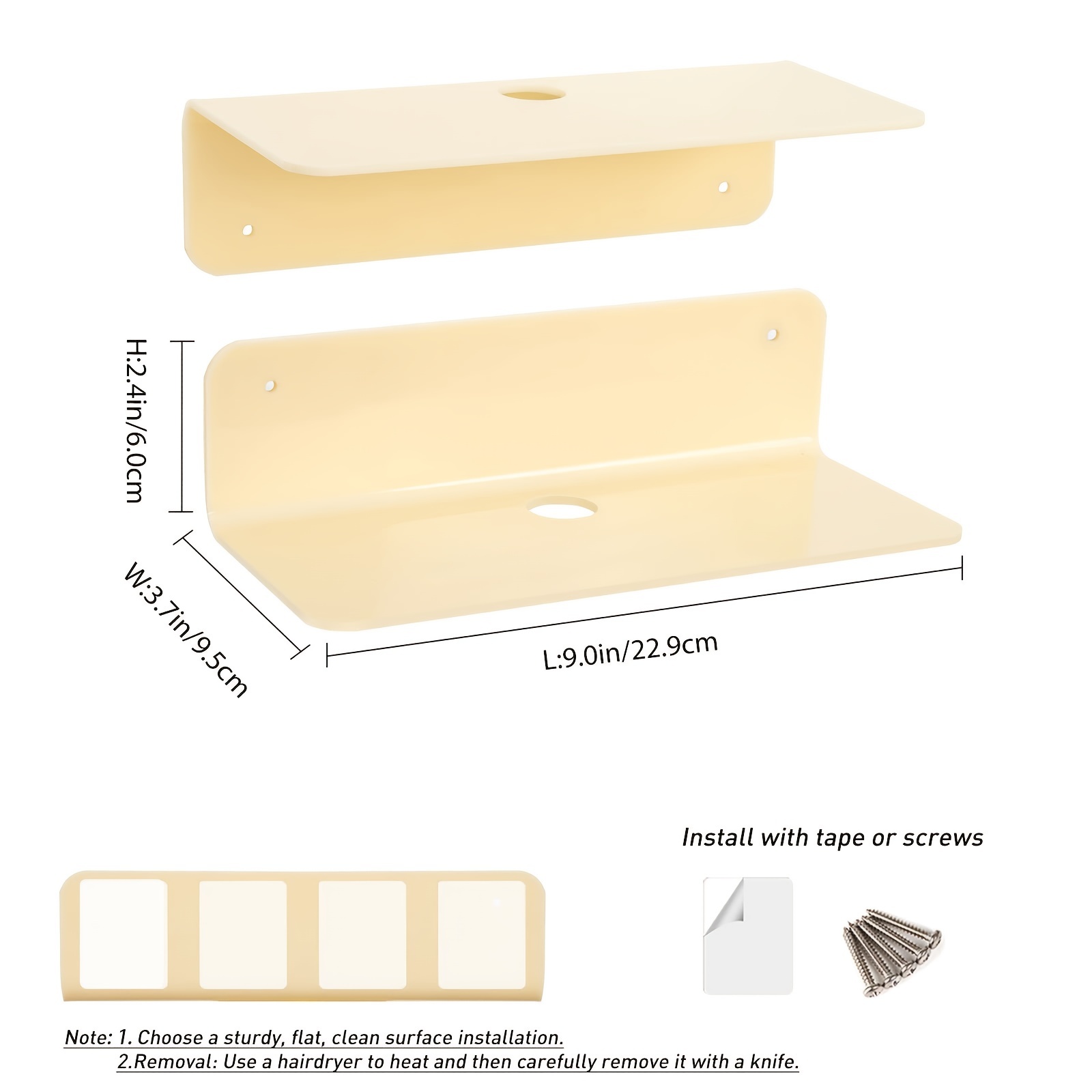 1pcs Acrylic Shelves Clear Bathroom Shelves No Drill Adhesive